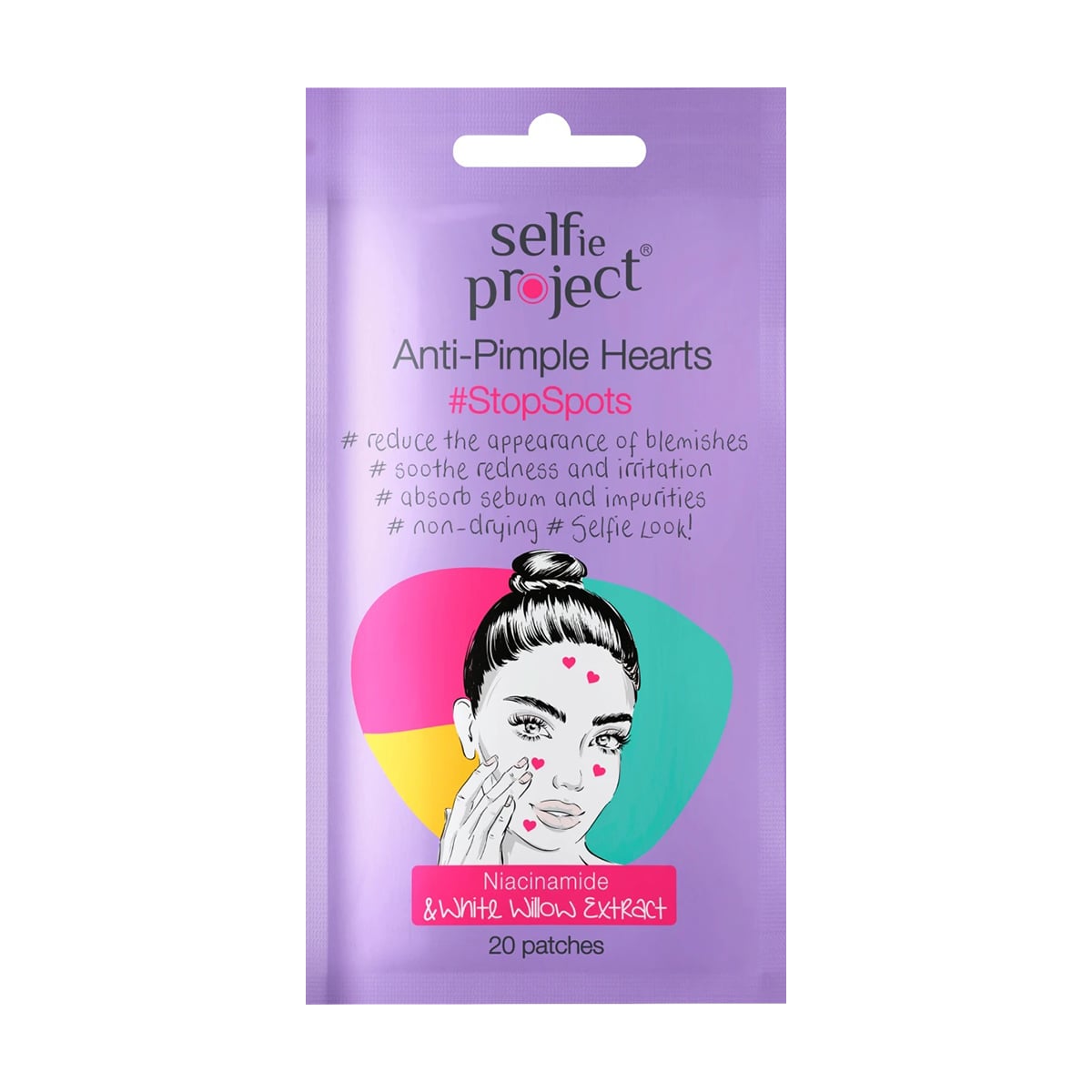 Патчі для обличчя Selfie Project Anti-Pimples Hearts проти прищів та почервонінь, 20 шт